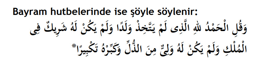 bayram hutbesinden sonra okunan isra 111. ayet