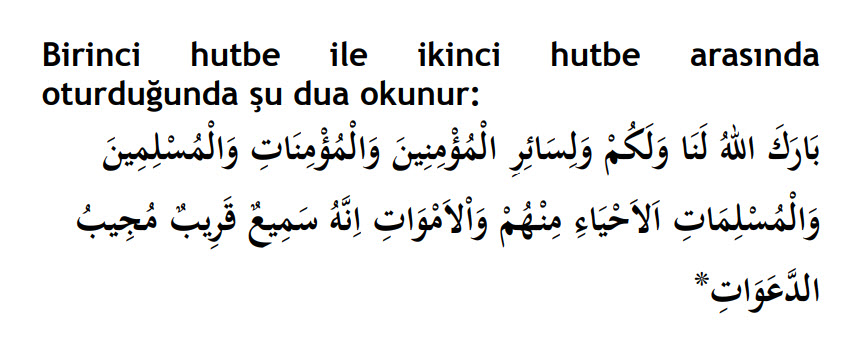 ilk hutbeyle ikinci hutbe arasındaki okunacak dua