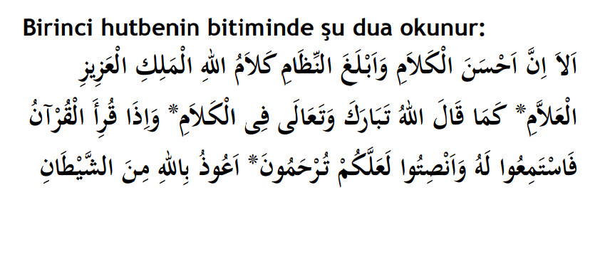 birinci hutbenin bitiminde okunacak dualar