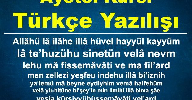 Ayetel Kürsi Türkçe Yazılışı Okunuşu İndir