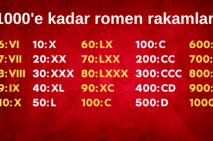 1000'e kadar romen rakamları